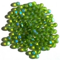 100 6mm Transparent Matte Olive AB Round Beads